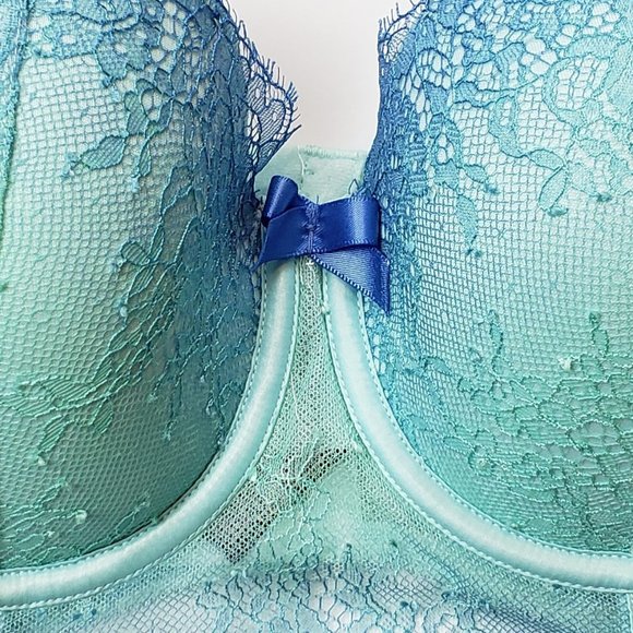 32D Rare Victoria's Secret Very Sexy teal/blue ombre lace Push up Bra - Picture 2 of 5